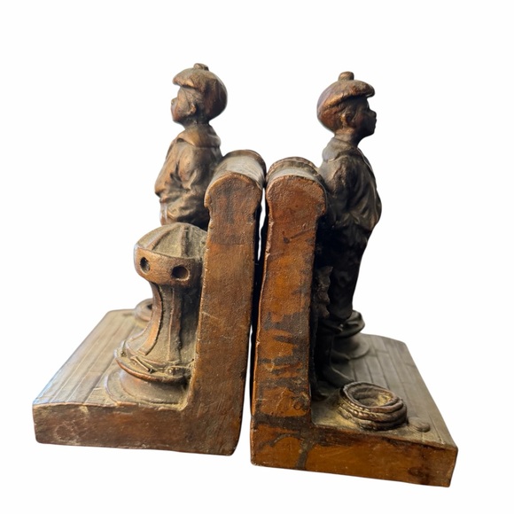 Antique Solid Brass Nautical Bookends Signed KBW | Sailor Maritime Decor - Picture 3 of 11